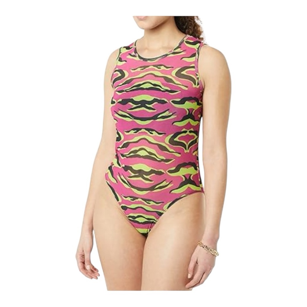 Terea Astrid Sleeveless Mesh Bodysuit Pink Green Black Size Large New with Tag